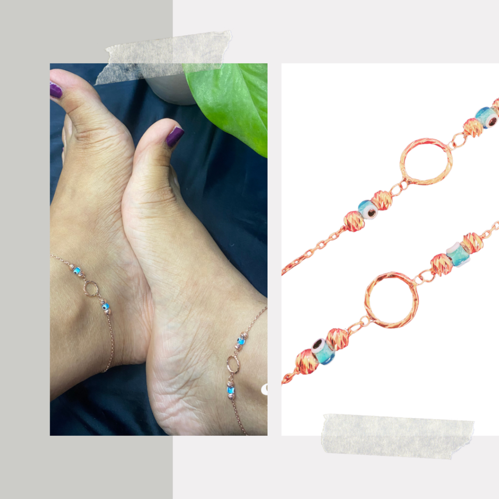 An Evil Eye Circle Anklet in Sterling Silver Jewellery by Nuoh/Nayani