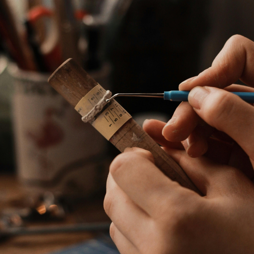 A Silver Jewellery piece getting finished from a professional